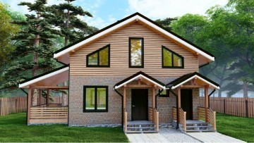 Дом из газоблоков с мансардным этажом из дерева